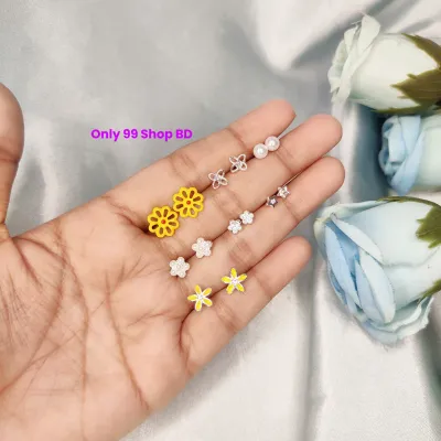 7 Pairs Mini Flower Stud Earring Set (1 Pata)